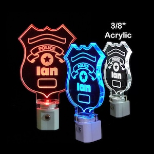 Personalized  Police badge Night Light, Kids Lamp, Baby, Boys bedroom decor, Gift for him, gift for her, First Responder gift