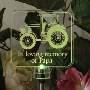 Personalized tractor Solar Light, Grave Marker, Memorial Plaque, Garden Light, Cemetery plaque, Outdoor, Sympathy Bereavement Gift 2 sizes zdjęcie 6