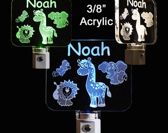 Kids Personalized Zoo Animal Night Light Giraffe Elephant LED Light Monkey Kids Personalized Zoo Animal Night Light Giraffe Elephant LED Light Monkey