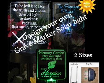 Design your own Personalized Custom Solar Lights, grave marker, garden light, Memorial plaque, Sympathy Gift, Laser etched