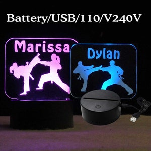 Personalized Karate Night Light - boys bedroom decor, girls bedroom decor, kids gift