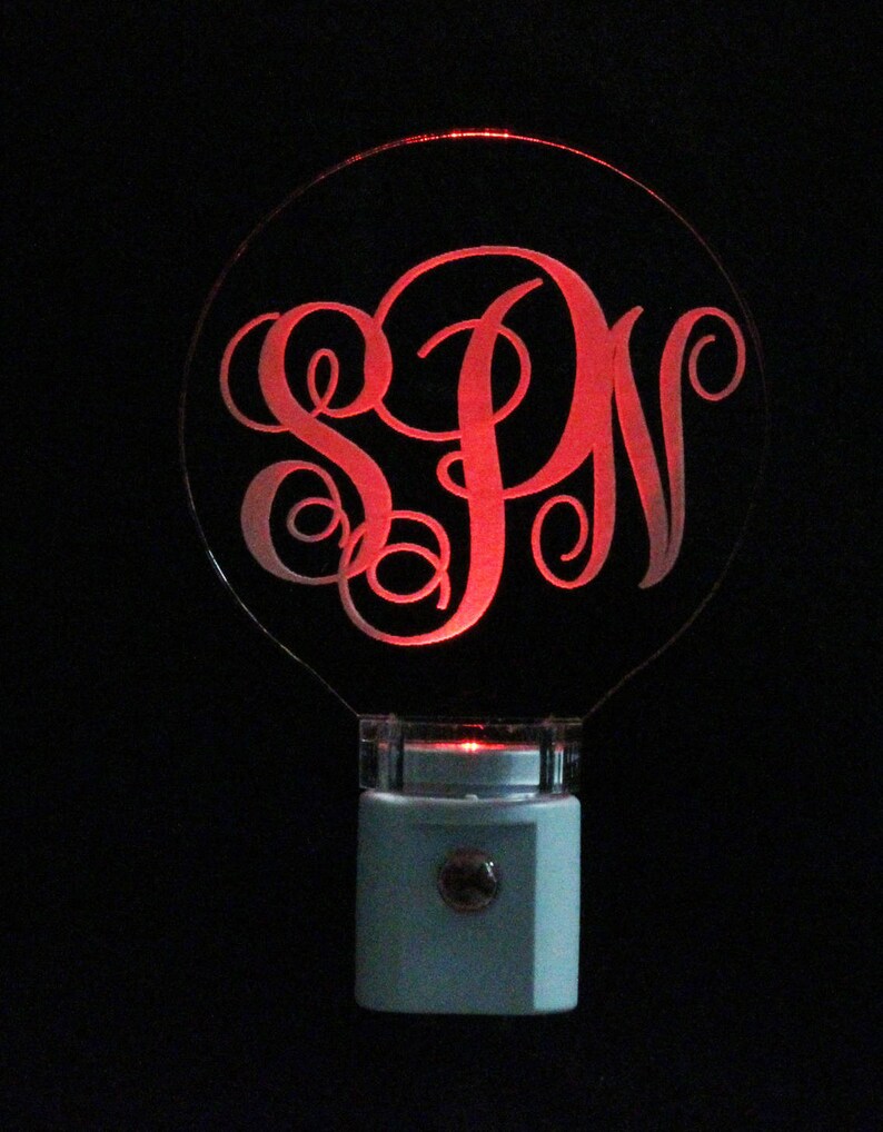Monograms Led Personalized Monogram LED Night Light: Laser Engraved Acrylic - Etsy