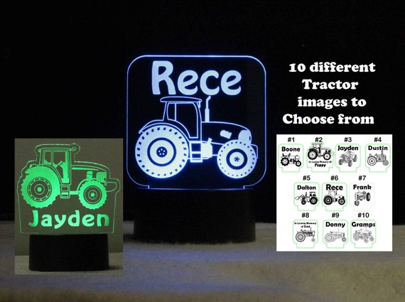 Personalized Kids Tractor Table Top Night Light Multicolor 