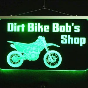 Personalzied Gift, Motorcycle Sign, Dirt Bike Custom LED Sign, Man Cave Garage,  Remote Controlled Lighted Sign