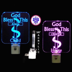 Personalized God Bless this House LED Christian Night Light - Religious Lamp