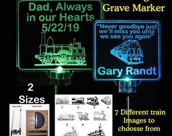 Personalized Train Grave marker, caboose Solar Light, Grave Marker, Memorial, Garden Light, Sympathy gift, grief gift, outdoor sign