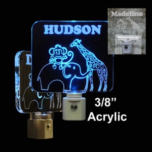 Kids Night Light, Elephant Night Light, Zoo Animal, LED Monkey light, Giraffe light