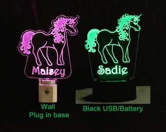 Girls Unicorn Personalized Night Light - Kids Lamp, Gift for her, Baby Gift, girls bedroom decor