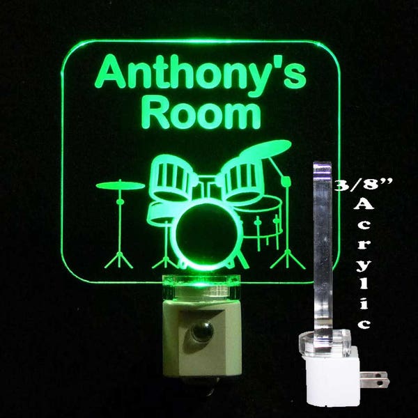 Personalized Drum Set LED Night Light, Kids Lamp, Handmade Personalized Gifts, Drums