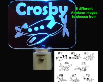 Personalized Kids Airplane LED Night Light, Kids Lamp, Handmade