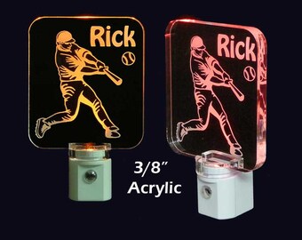 Personalized Baseball Player  Night Light - Lamp -MLB - Gift  3/8" acrylic LED