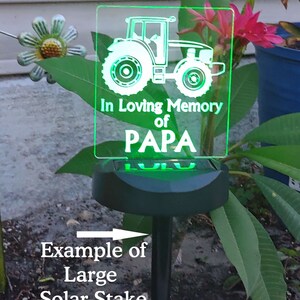 Personalized tractor Solar Light, Grave Marker, Memorial Plaque, Garden Light, Cemetery plaque, Outdoor, Sympathy Bereavement Gift 2 sizes zdjęcie 7