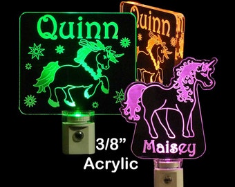 Girls Unicorn Personalized Night Light - Kids Lamp, Gift for her, Baby Gift, plug in