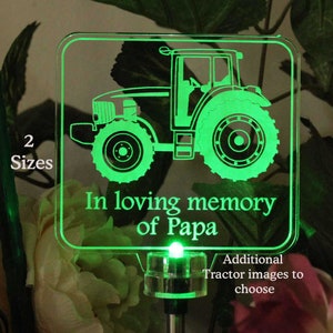 Personalized tractor Solar Light, Grave Marker, Memorial Plaque, Garden Light, Cemetery plaque, Outdoor, Sympathy Bereavement Gift 2 sizes zdjęcie 1
