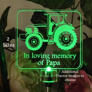 Personalized tractor Solar Light, Grave Marker, Memorial Plaque, Garden Light, Cemetery plaque, Outdoor, Sympathy Bereavement Gift - 2 sizes