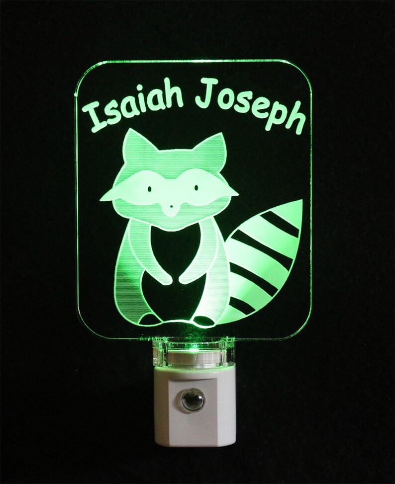 Raccoon Personalized night Light Baby gift Kids Lamp Etsy