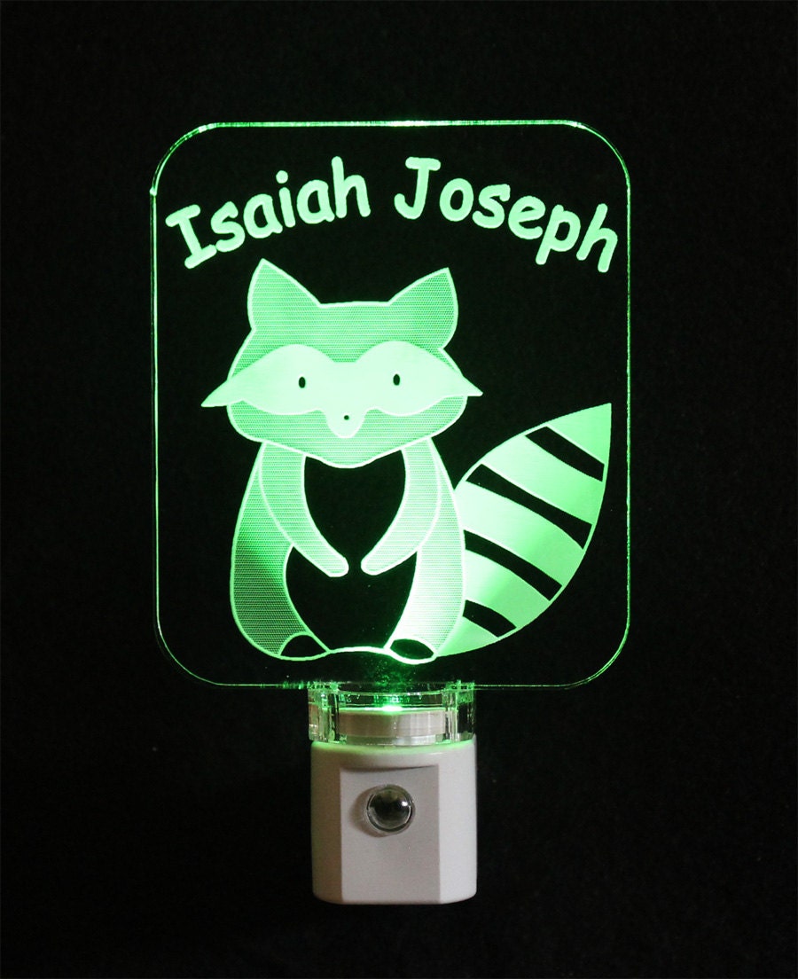 Raccoon Personalized night Light Baby gift Kids Lamp Etsy
