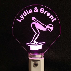Personalized Night Light, Swimmer LED Kids LED Lamp, Personalized gift