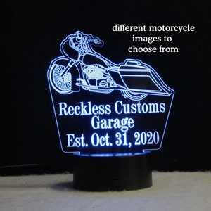 Motorcycle Night Light - Memorial Tribute for Loss of Dad - Customized Sign
