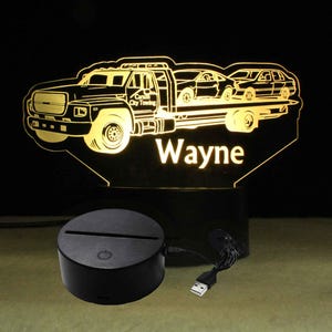 Tow Truck Night Light - Multicolor light- Battery/USB/110V - LED Sign Personalized, with remote
