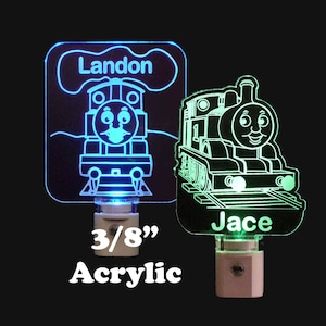 Train Personalized Night Light, Kids Lamp, Handmade LED lite with light sensor, gift for him