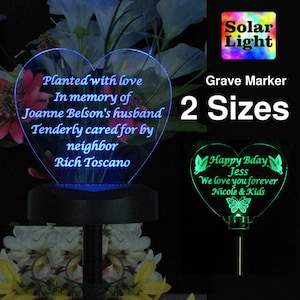 Custom Personalized Heart Sympathy Gift, Solar Light, Grave Marker, Memorial Plaque, Garden light, loss of Infant, Loss of mom, outdoor sign