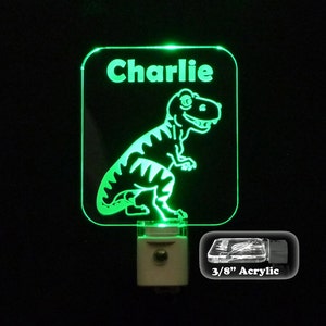 Dinosaur LED Night Light, T-Rex Personalized Kids Lamp, Handmade Personalized Gifts, plug in night light