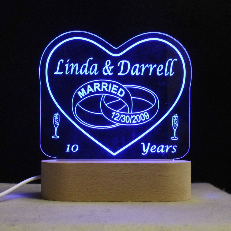 USB110V240V Multicolor light Personalized Wedding Anniversary Table Top Night Light