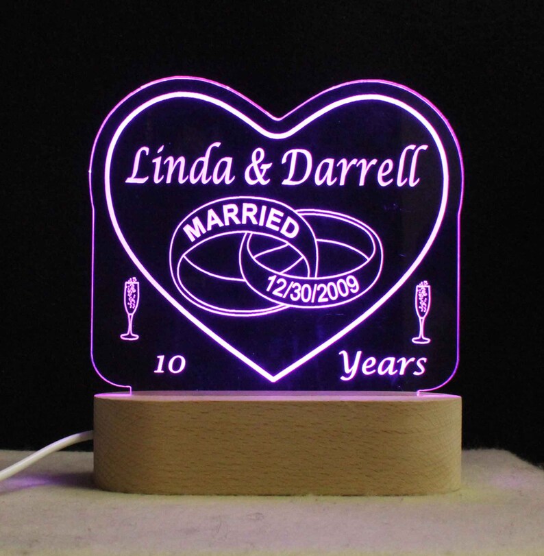 USB110V240V Multicolor light Personalized Wedding Anniversary Table Top Night Light