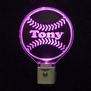 Kids Personalized Baseball Night Light LED Sport night lightlight, Gift for him image 4