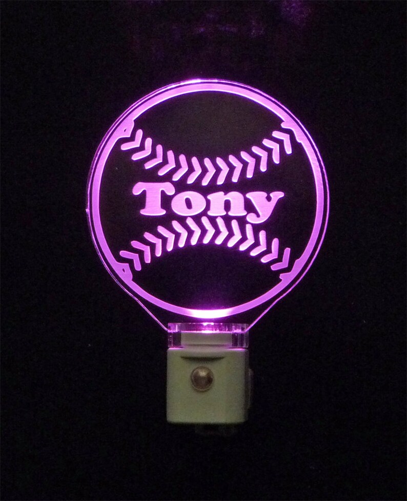 Kids Personalized Baseball Night Light LED Sport night lightlight, Gift for him image 4