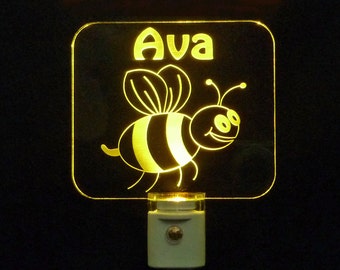 Personalized BumbleBee LED Night Light, Kids Lamp, Handmade, Animals, bumble bee