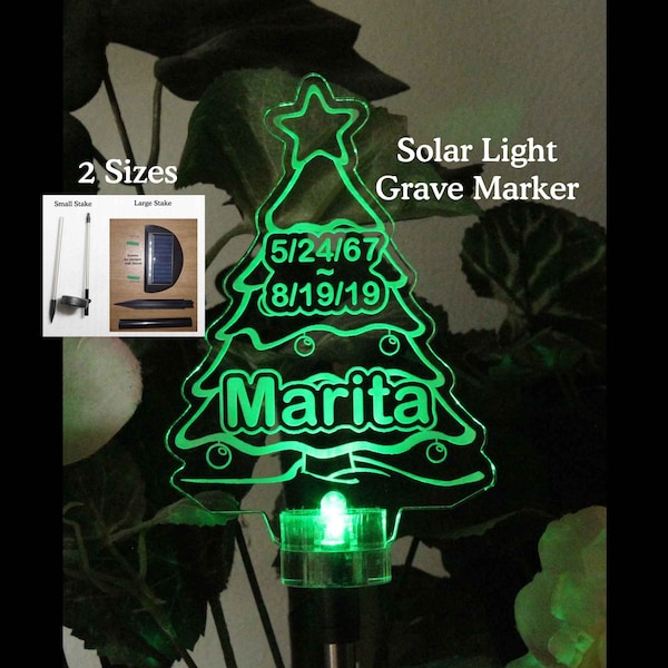 Solar Christmas Tree for Grave Etsy