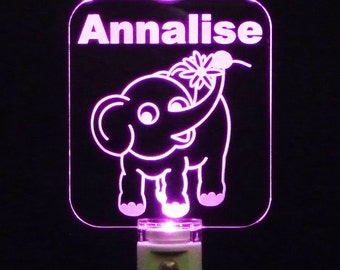 Personalized Elephant Night Light, Kids night light, Kids Lamp, Handmade, Animal Light, Baby nursery gift, Girls bedroom decor