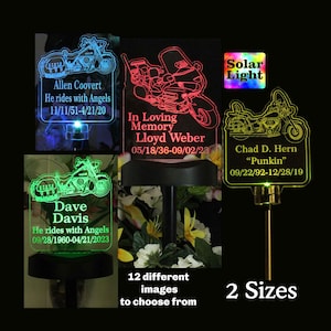 Marcador solar para tumba con forma de motocicleta, decoración personalizada para jardín, regalo para esposo, grabado láser, regalo de condolencia