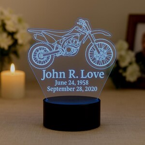 Personalized Motorcycle Night Light: Multicolor LED Table Lamp (USB/Battery/110V)
