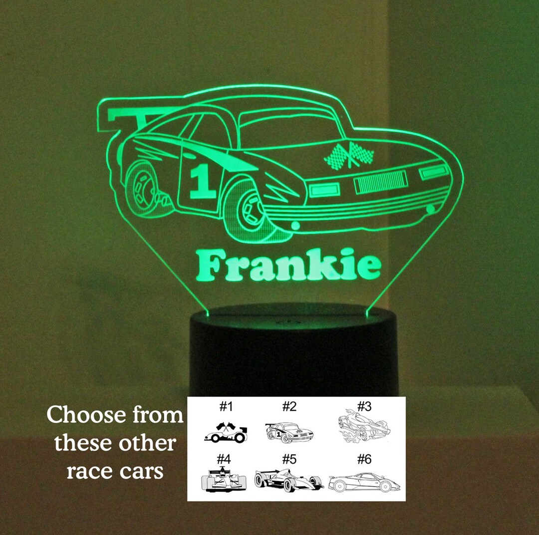 Race Car Night Light Personalized Racecar Light, Gift for Son, Boys