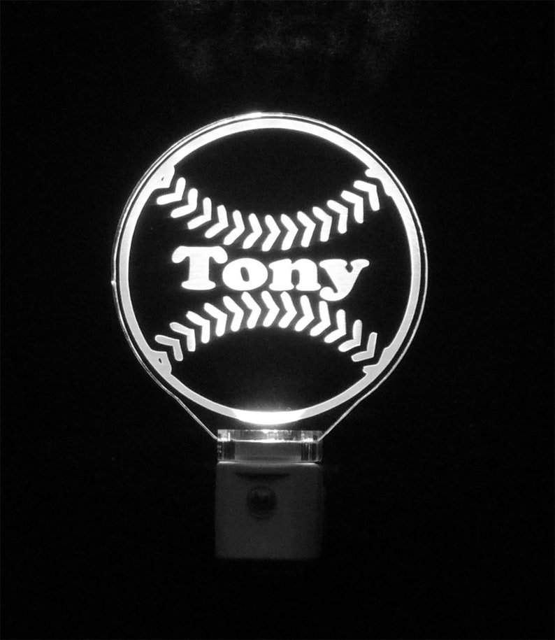 Kids Personalized Baseball Night Light LED Sport night lightlight, Gift for him image 5
