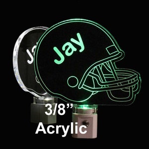 Personalized Football Helmet Night Light with Name - LED, Kids lamp, Nursery, Sports with light sensor