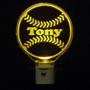 Kids Personalized Baseball Night Light LED Sport night lightlight, Gift for him image 7