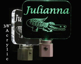 Personalized Alligator LED Night Light, Kids Lamp, Handmade, Animals