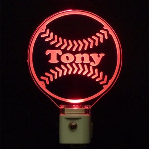 Kids Personalized Baseball Night Light LED Sport night lightlight, Gift for him image 2