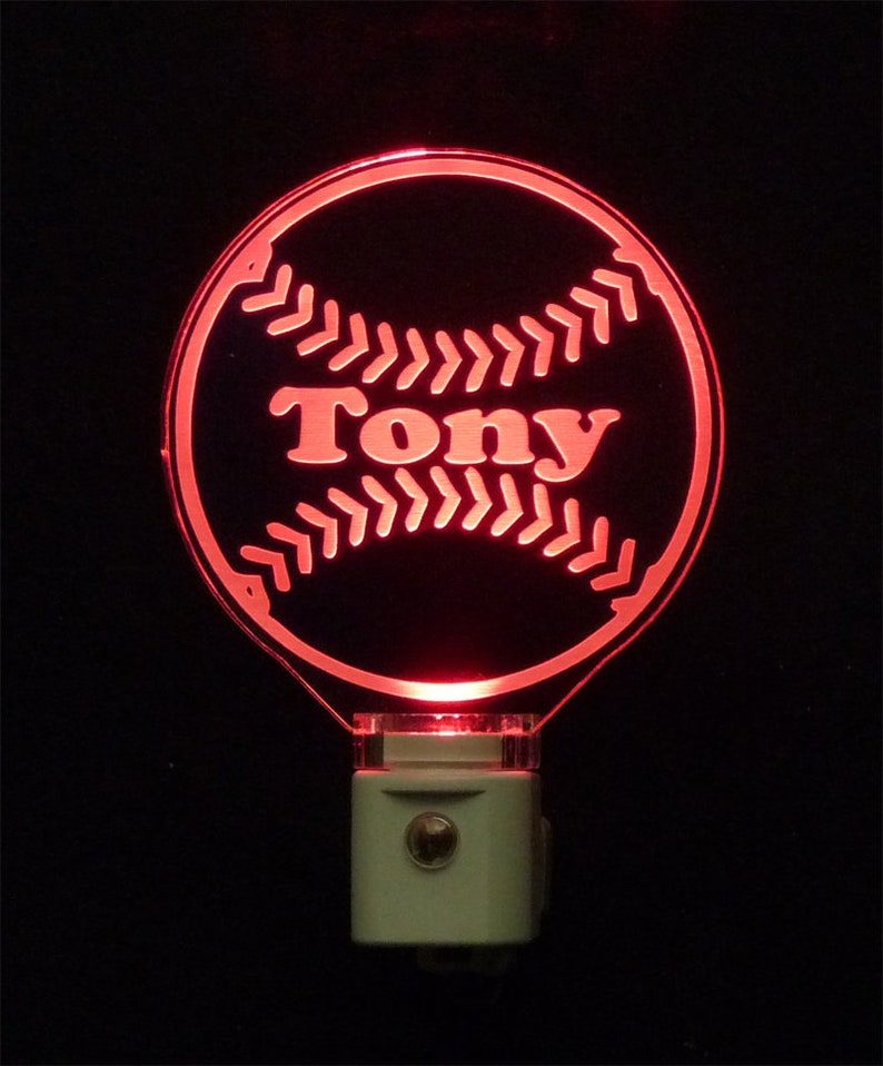Kids Personalized Baseball Night Light LED Sport night lightlight, Gift for him image 2