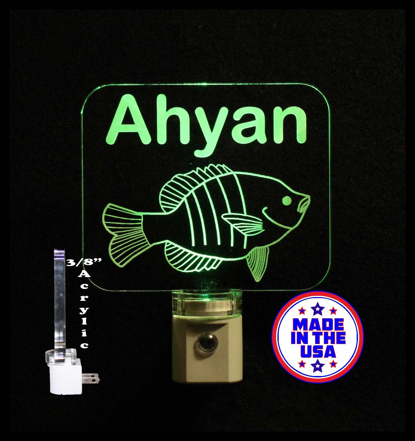 Personalized Fish Night Light LED Childrens Lamp Baby Gift Etsy