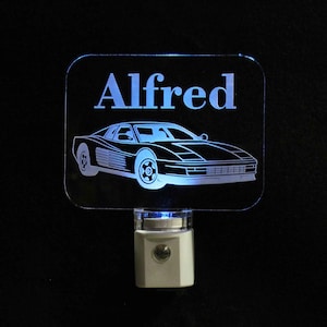 Personalized Race Car Night Light: Laser Engraved Acrylic