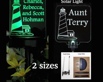 Personalized custom solar light Grave marker with Lighthouse, garden light, grave marker,  cemetery gift, memorial plaque, Loss of Mom