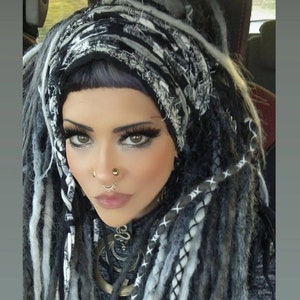 Off white Gray Black Headband Dreadlock Accessories Dead Wrap Diy Jeans Frayed Scruffy Fabric Scrap Headband Wide Obi Belt Waistband