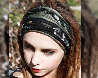 Dreadlock Accessories Dread Wrap Headband Self tie adjustable headband Non slip frayed black olive, navy, burgundy lock headband headpiece