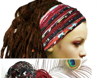 Dreadlock Zubehör Stirnband Kopftuch rot Stirnbänder Boho Chic Kopf Wickeln Turban Stirnband Tribal Yoga Hippie Blume Schweißband rote Haare
