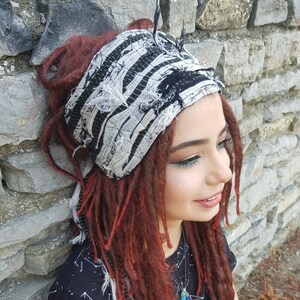 Off white Headband Dreadlock Accessories Black Gray White Dead Wrap Diy Frayed Scruffy Headband Extra Wide Scrunch Head scarf Obi Belt